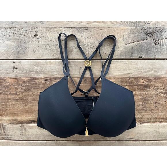 Victoria's Secret Black  32DDD Very Sexy Uplift Plunge Front Close Bra VS - Picture 1 of 2